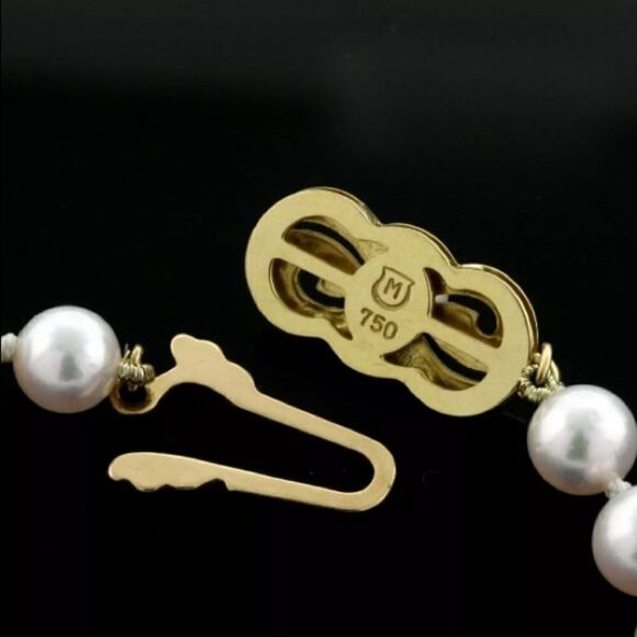Authentic MIKIMOTO Pearl Strand Necklace 26" 18k Yellow Gold 5.5mm - 6mm - Picture 4 of 8